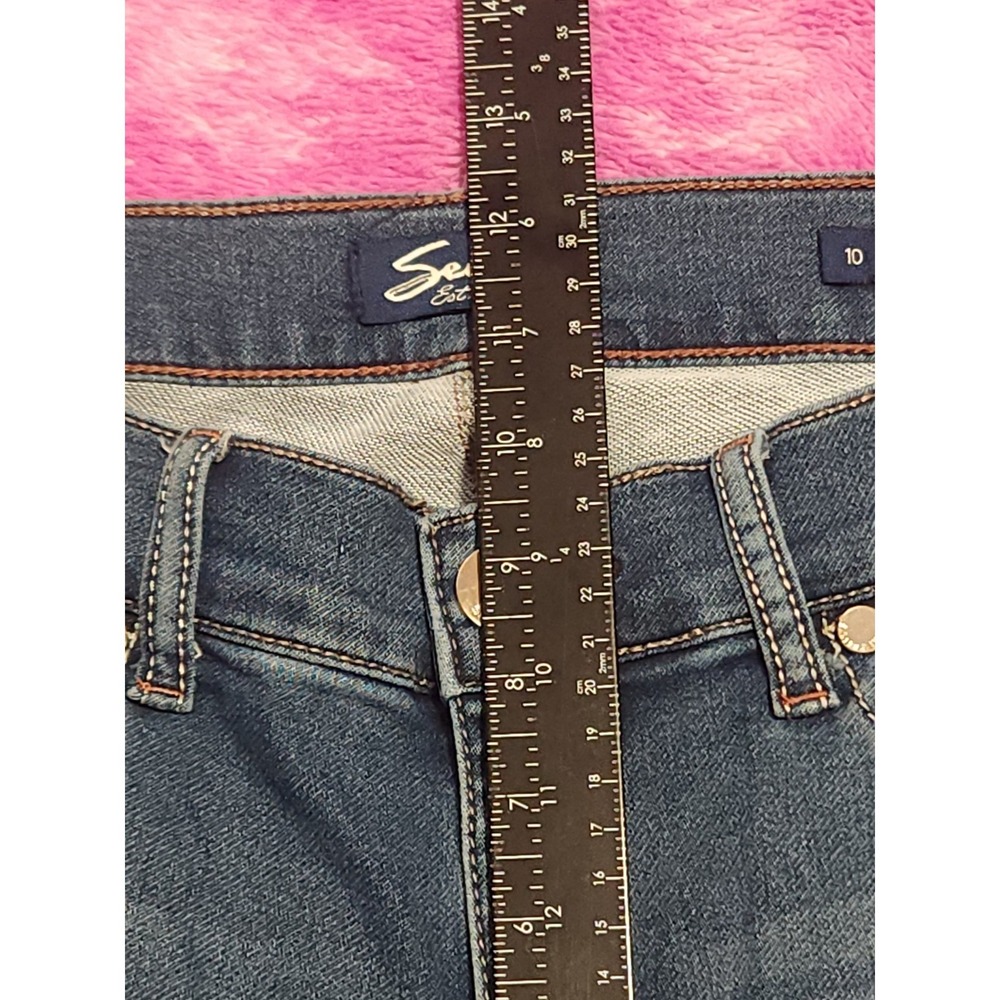 Seven7‎ Jeans Womens Size 10 34x23 Mid Rise Girlfriend Cropped Blue Stretch - Picture 10 of 13